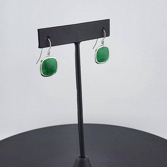 Square Green Jade Earrings in Sterling Silver 925 – Timeless & Chic - Picture 8 of 12